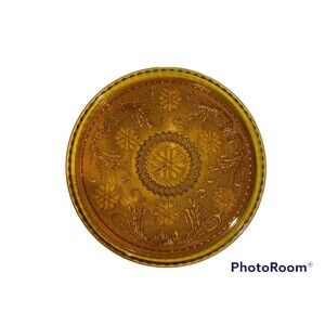 Indiana Glass Tiara, vintage amber glass round serving tray